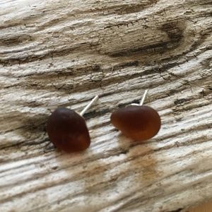 Genuine Beach Tumbled Sea Glass Earrings - Studs